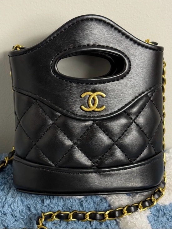 CHANEL Handbags - GWP-CHANEL Black Quilted Leather Mini Bucket Bag with Gold Hardware